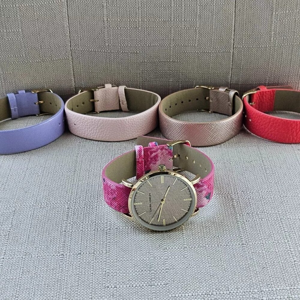 Laura Ashley Women Wristwatch Gold Slidethrough Interchangeable Strap Watch $395 - Picture 6 of 13